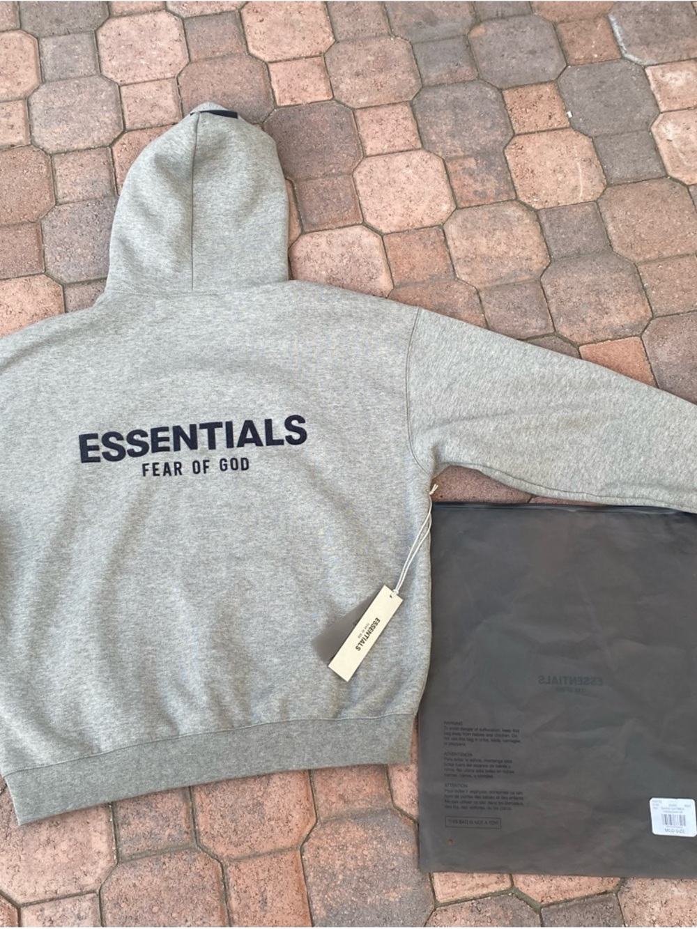 Essentials Light Grey Pullover Hoodie - Picture 3 of 8
